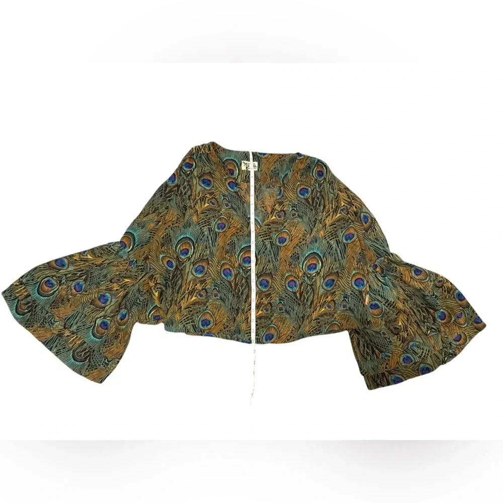 Peacock print sheer blouse - size M/L - Picture 5 of 8